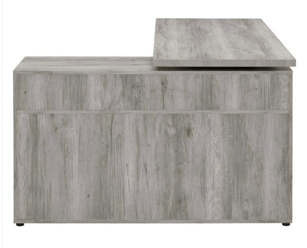 Hertford L-shape Office Desk with Storage Grey Driftwood 804462