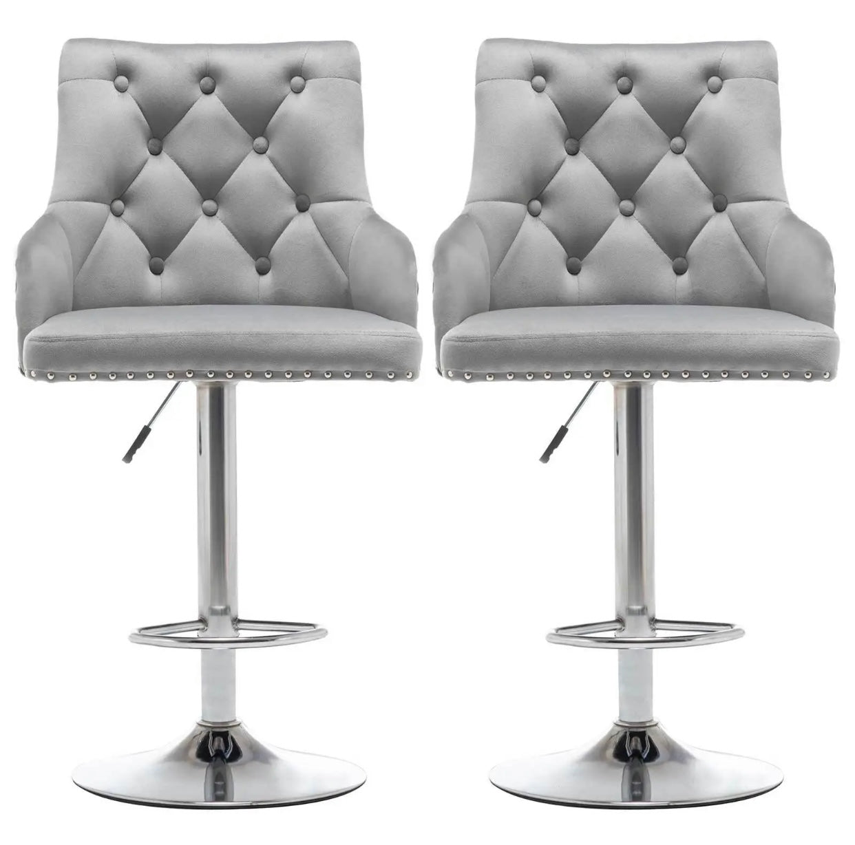 2 Velvet Gray Bar Stools