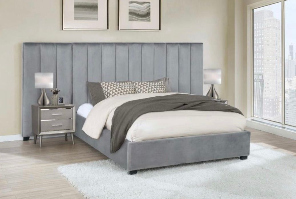 Arles Upholstered King Bed With Side Panels 306070KE-SP