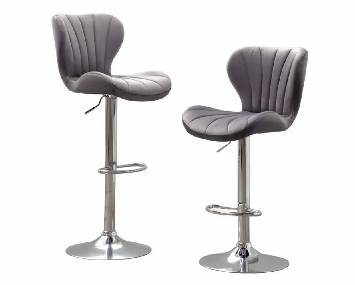 2 Velvet Gray Bar Stools