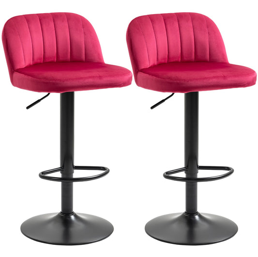 2 Velvet Red Bar Stools