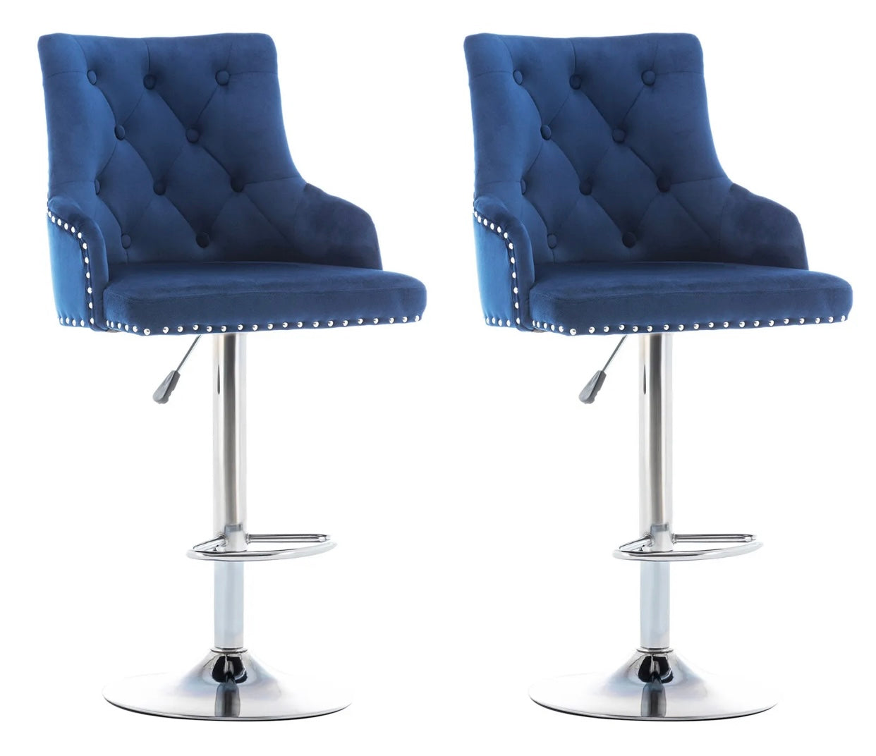 2 Velvet Blue Bar Stools