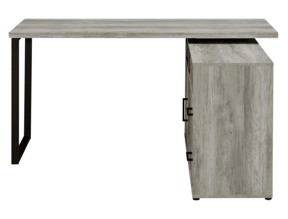 Hertford L-shape Office Desk with Storage Grey Driftwood 804462