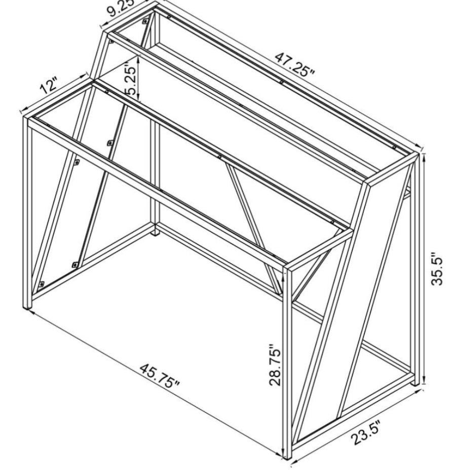 Alamosa Glass Top Writing Desk Chrome 805541