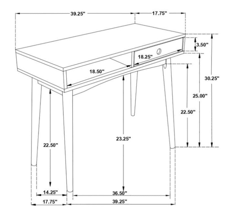 Bradenton 1-drawer Writing Desk White and Walnut 801931