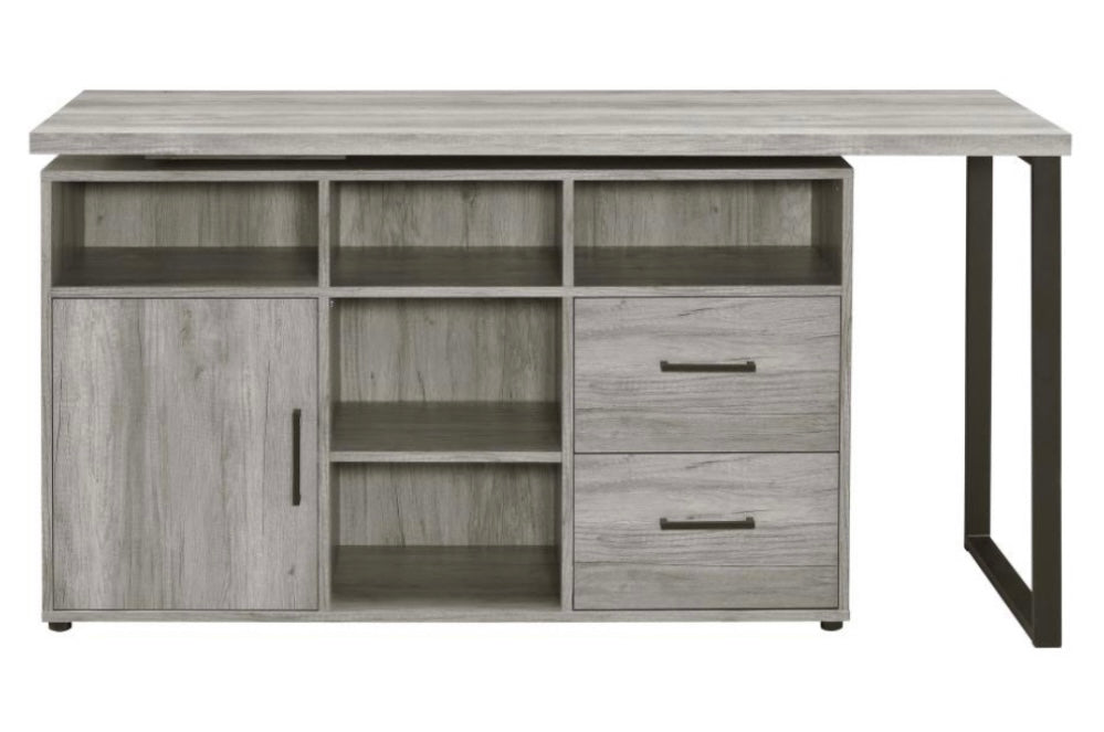 Hertford L-shape Office Desk with Storage Grey Driftwood 804462