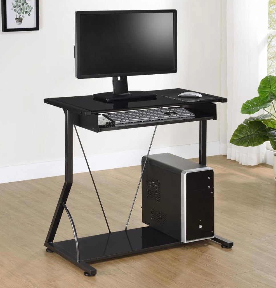 Alastair Computer Desk with Keyboard Tray Black 800217