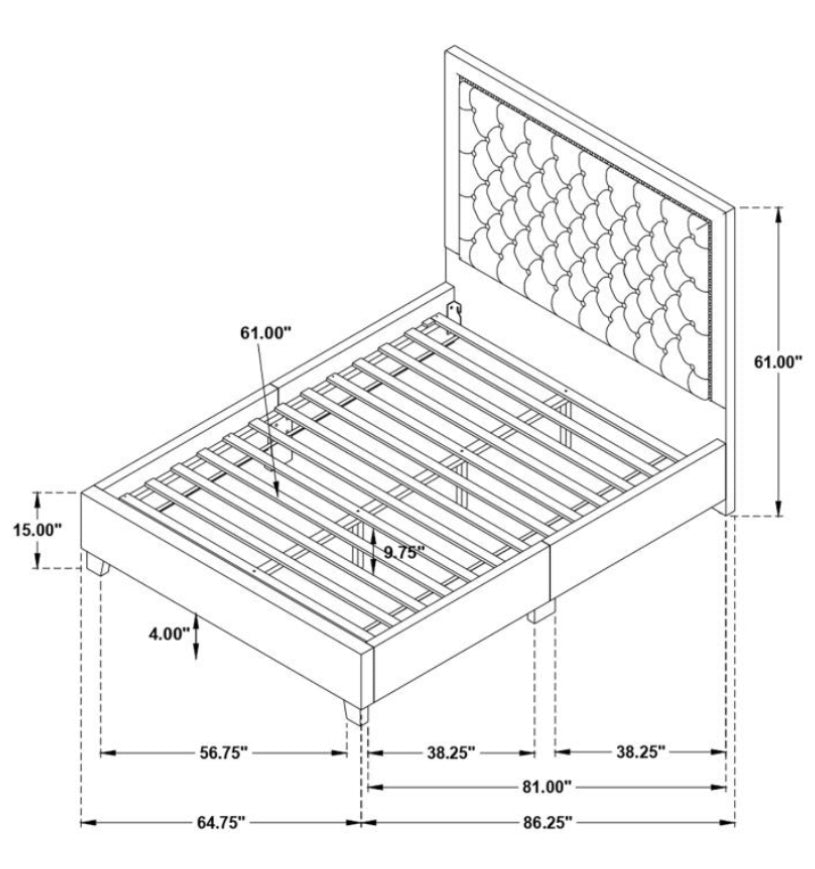 Hailey Upholstered Platform Queen Bed with Wall Panel 315925Q-SP