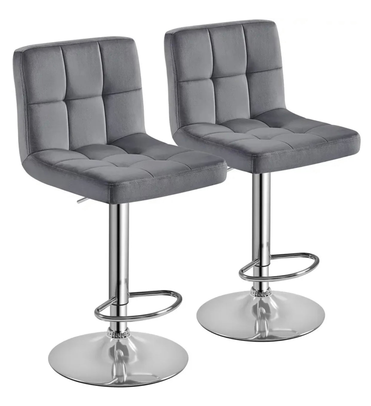 2 Velvet Gray Bar Stools