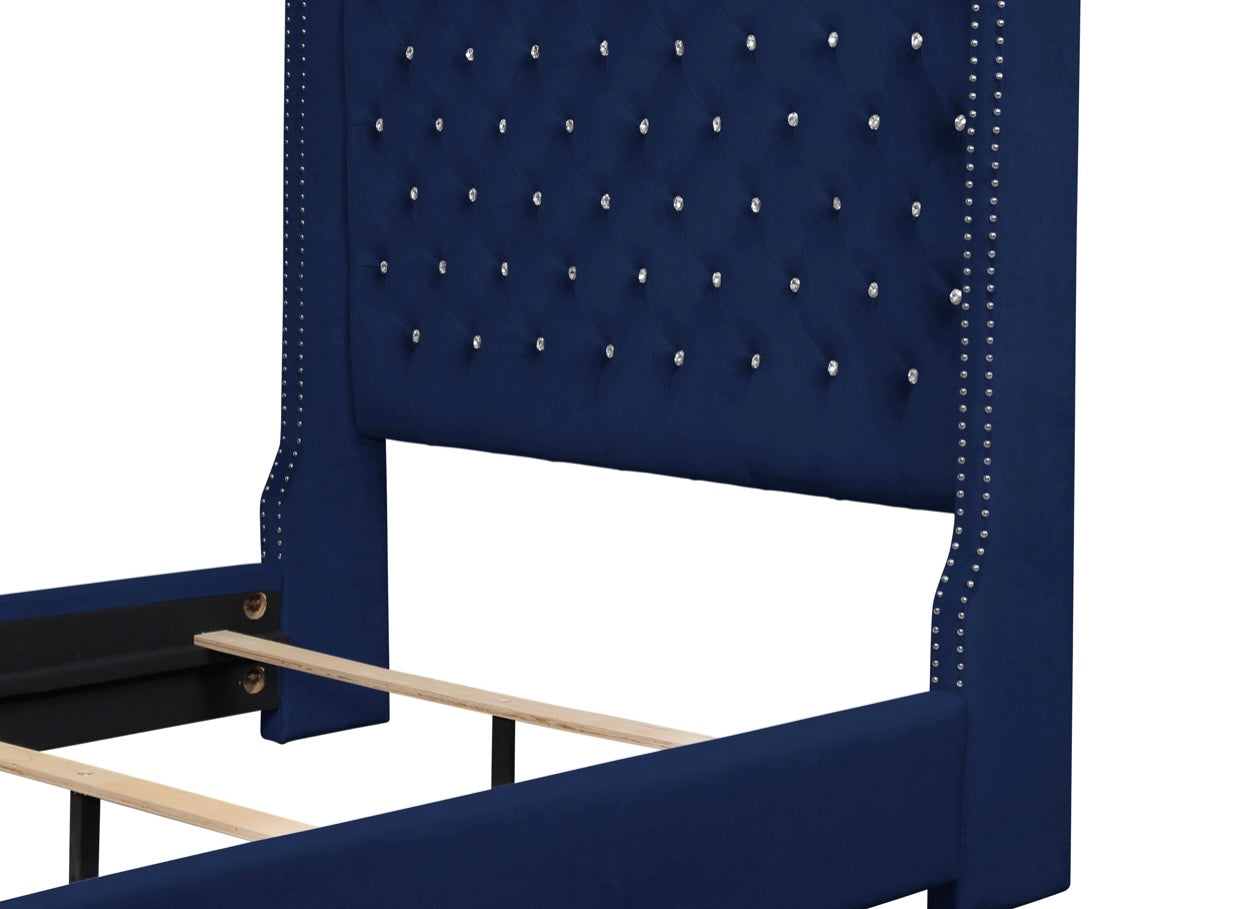 Blue Velvet Queen Bed SH228BLU-1