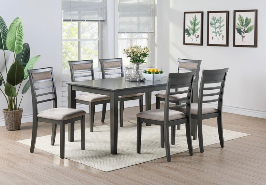 7 PCS Dining Table Set Gray F2557