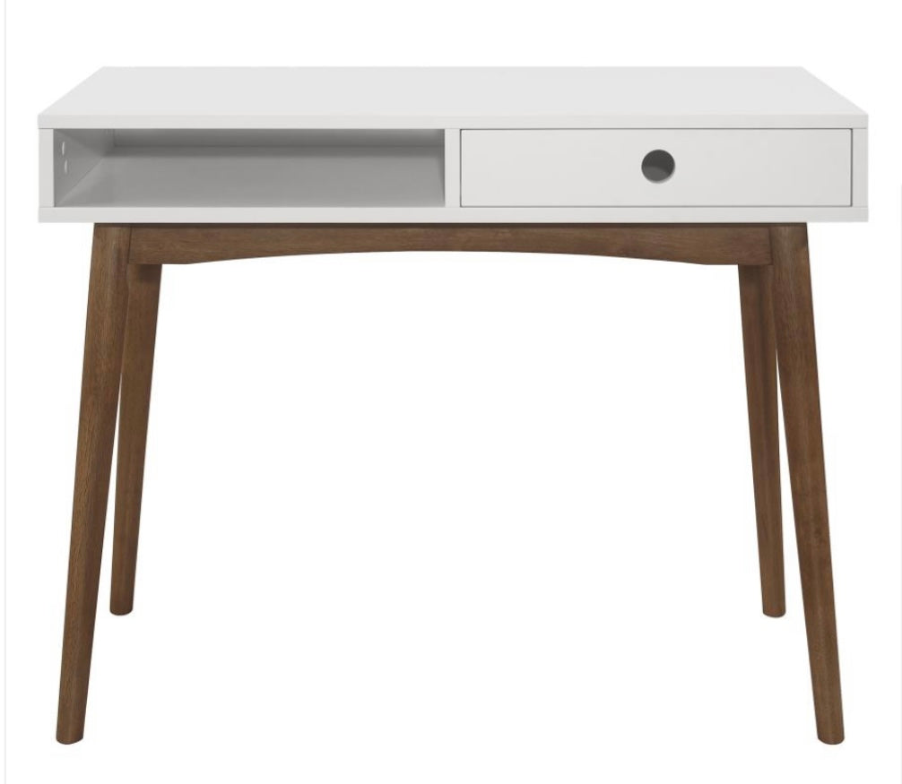 Bradenton 1-drawer Writing Desk White and Walnut 801931