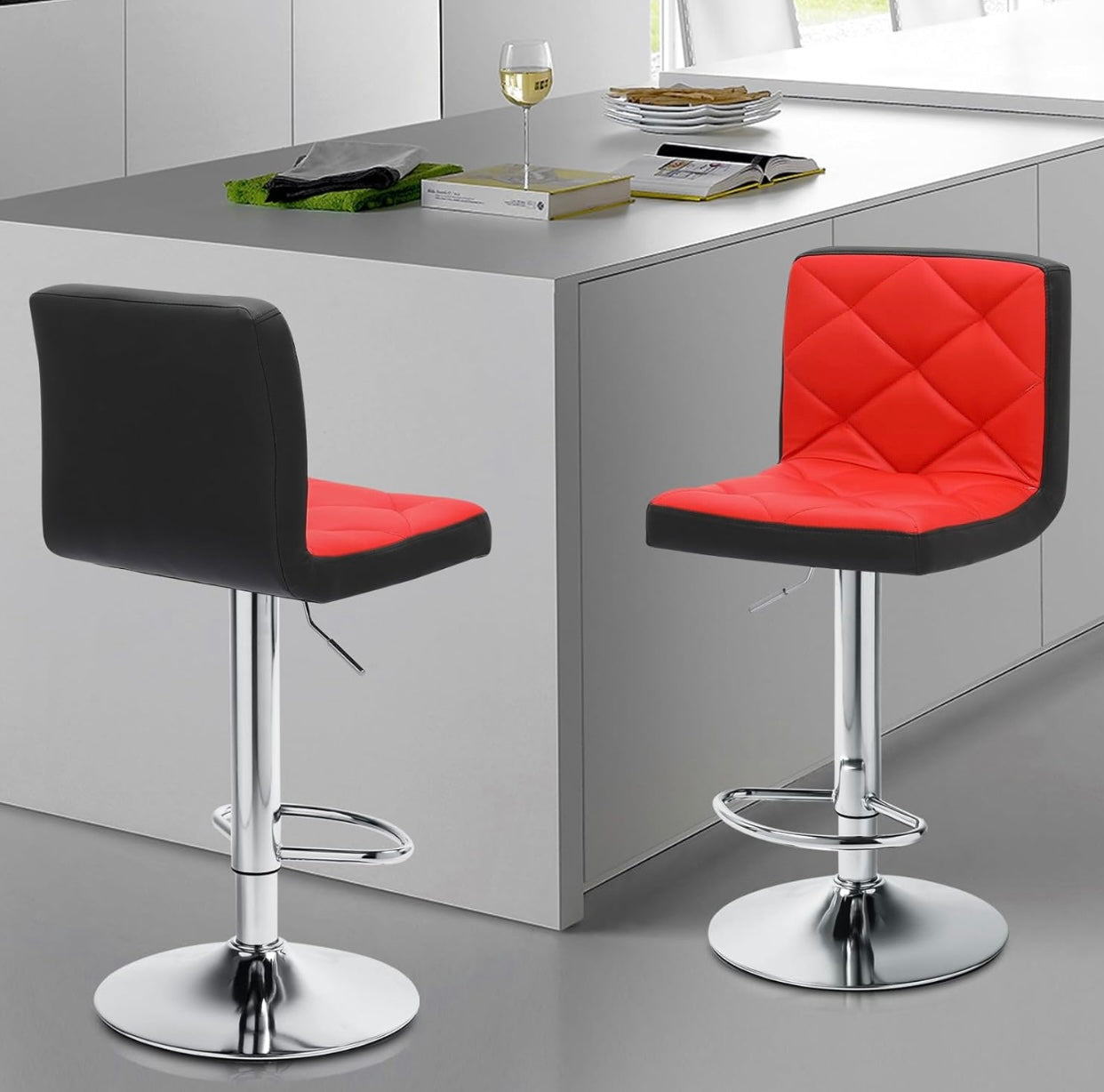 2 Red/Black Bar Stools