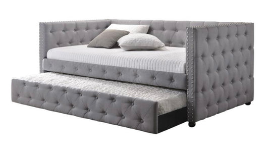 Mockern Tufted Upholstered Daybed with Trundle Grey 302161