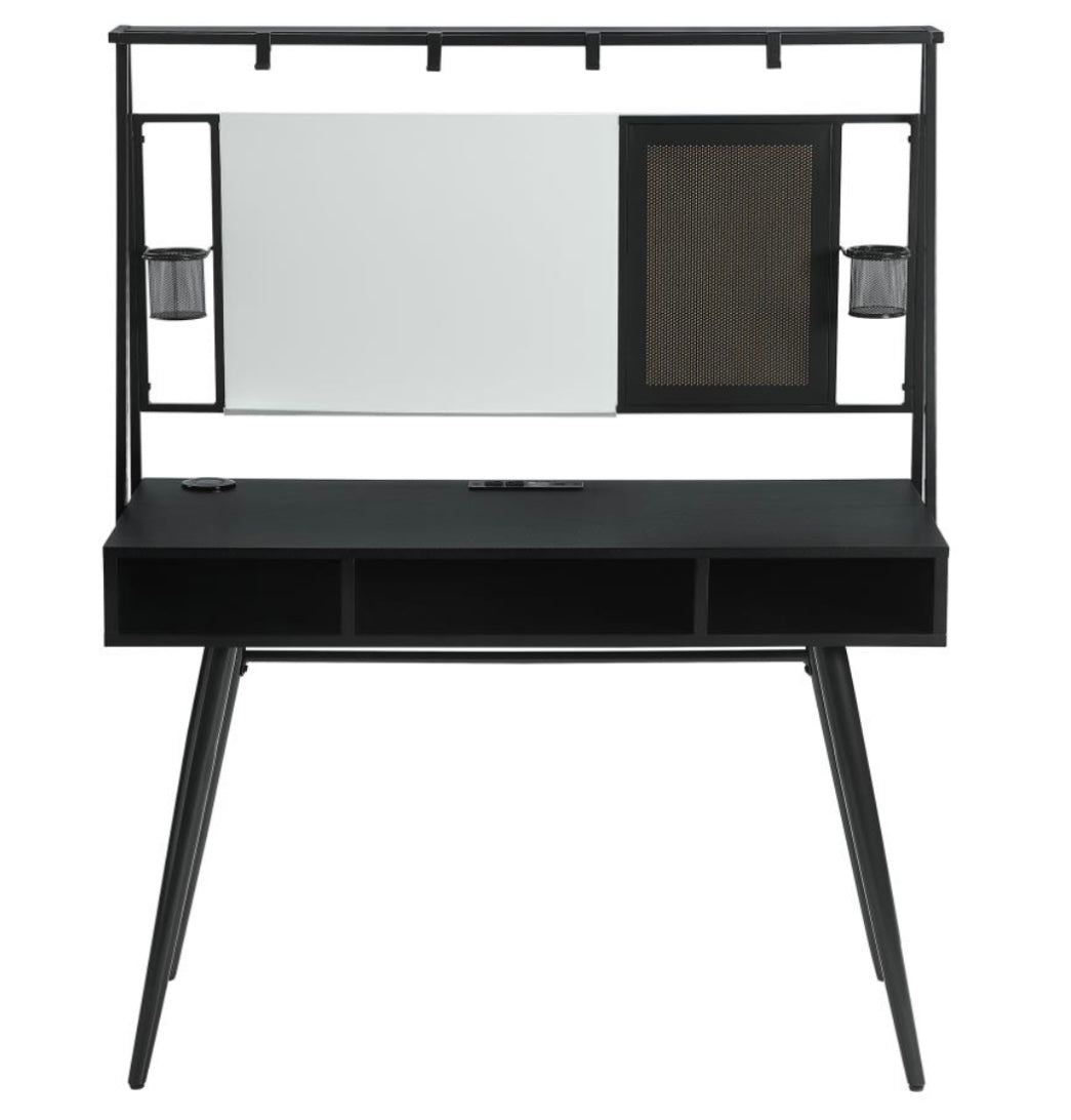 Jessie Writing Desk with USB Ports Black and Gunmetal 801404