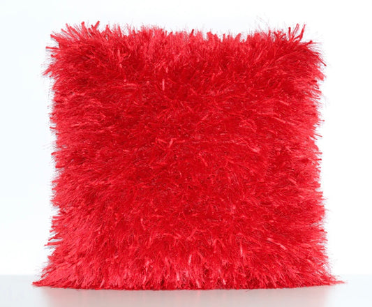 Ribbon Shaggy Throw Pillow SHRS-A05 Red