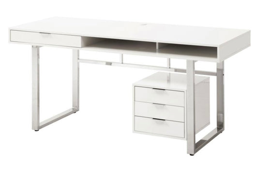 Whitman 4-drawer Writing Desk Glossy White 800897