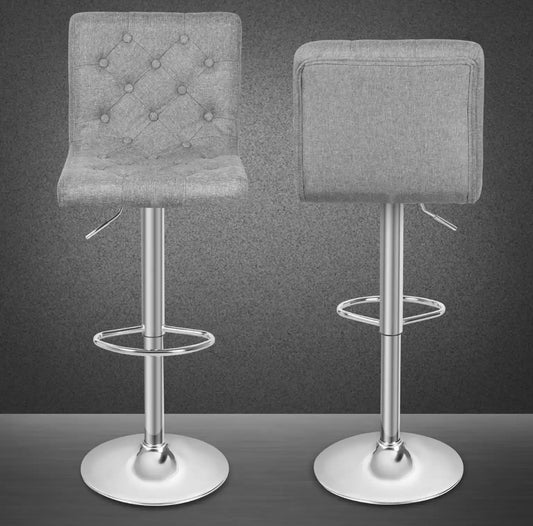 2 Gray Tufted Bar Stools