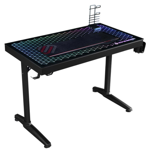 Avoca Tempered Glass Top Gaming Desk Black 802439