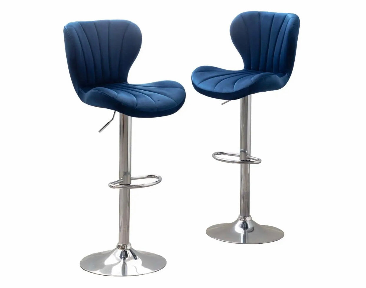 2 Velvet Blue Bar Stools