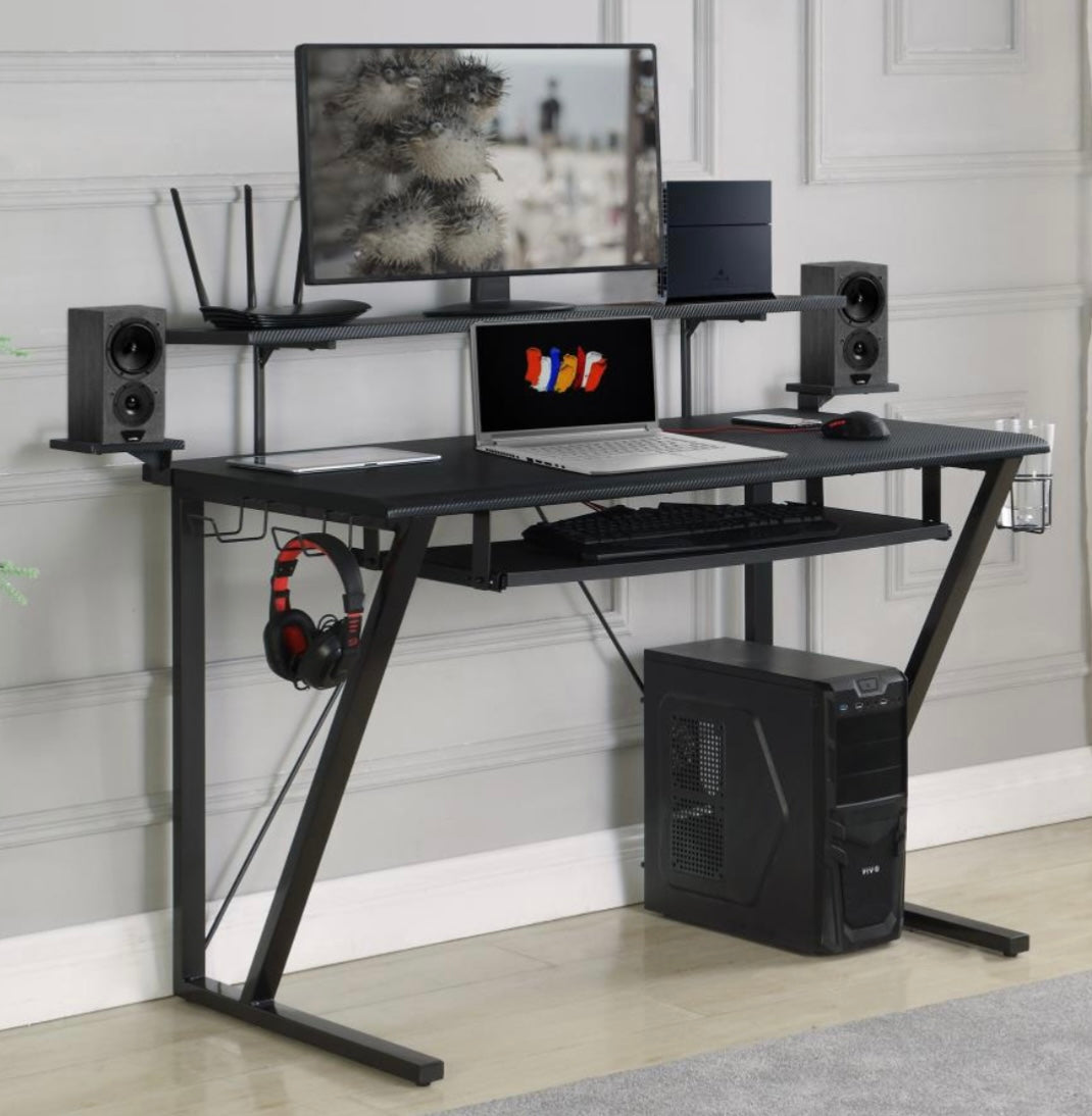 Wedalia Gaming Desk with Cup Holder Gunmetal 804436