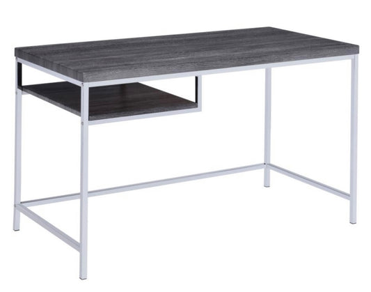 Kravitz Rectangular Writing Desk Weathered Grey and Chrome 801271