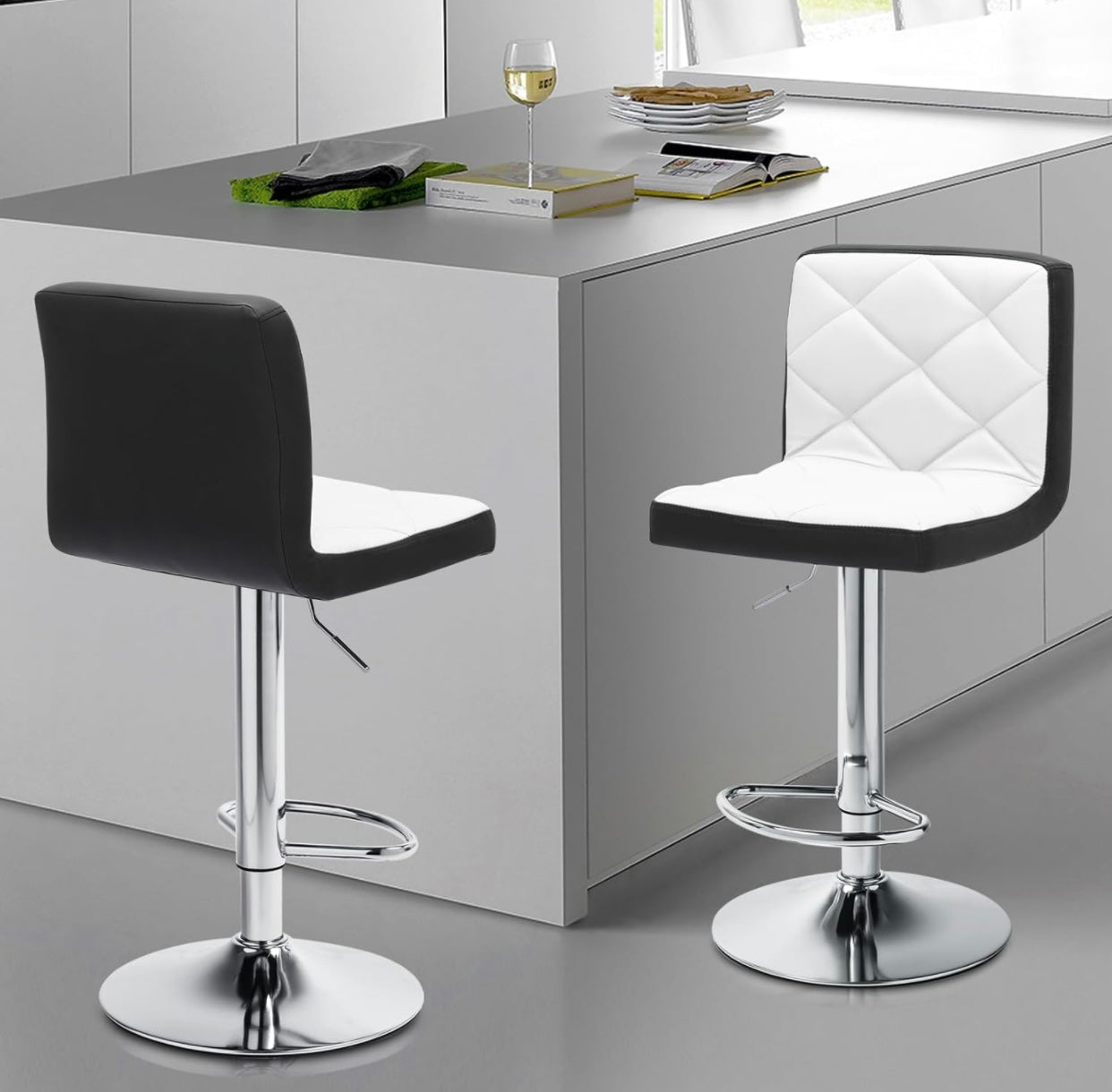 2 White/Black Bar Stools