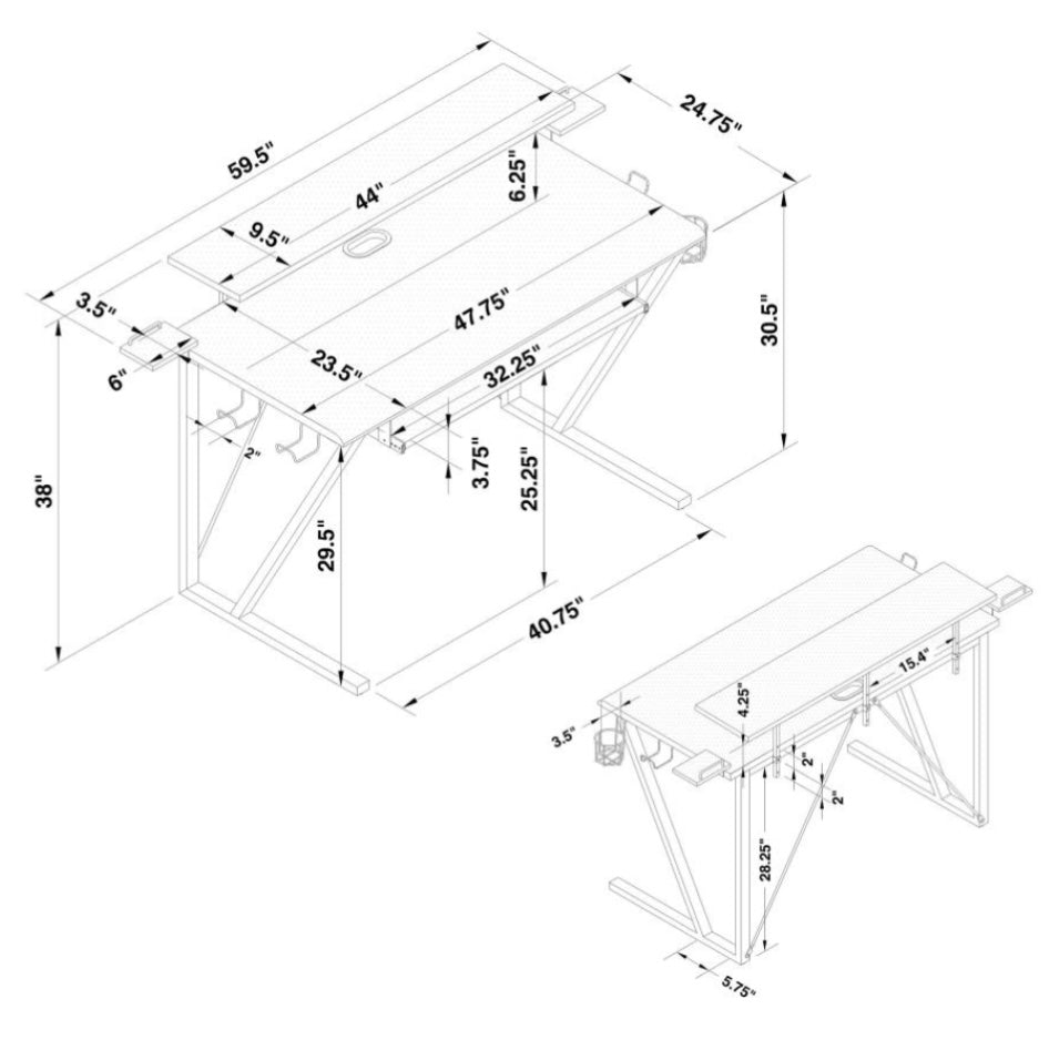 Wedalia Gaming Desk with Cup Holder Gunmetal 804436