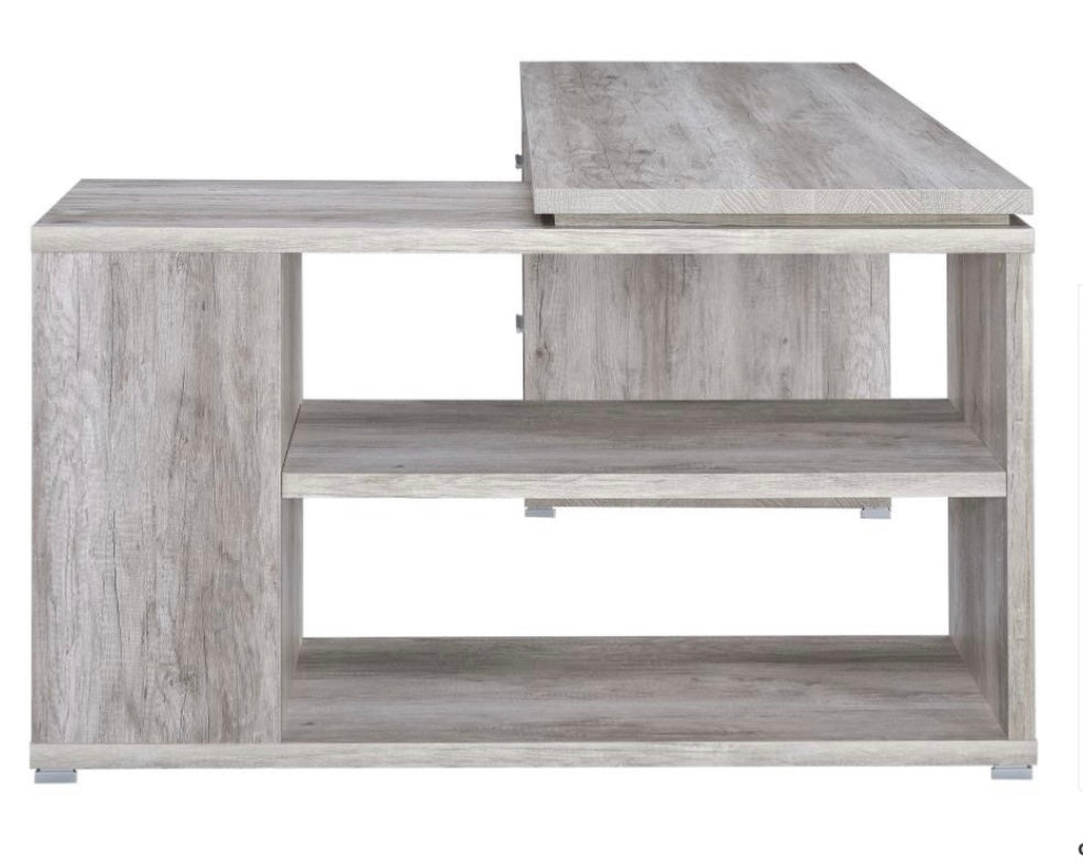 Yvette L-shape Office Desk Grey Driftwood 801516