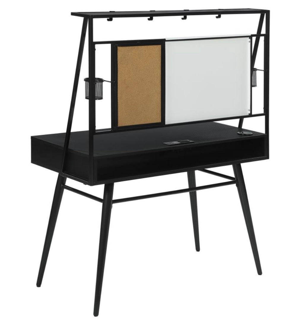 Jessie Writing Desk with USB Ports Black and Gunmetal 801404