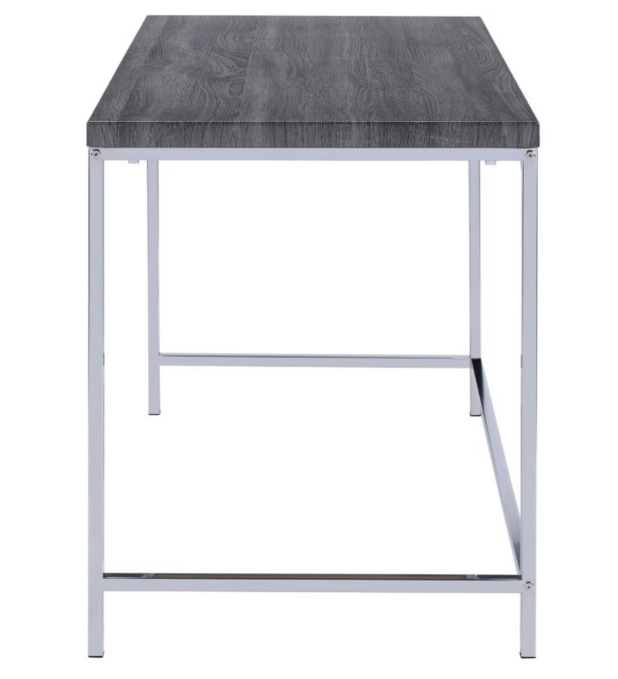 Kravitz Rectangular Writing Desk Weathered Grey and Chrome 801271