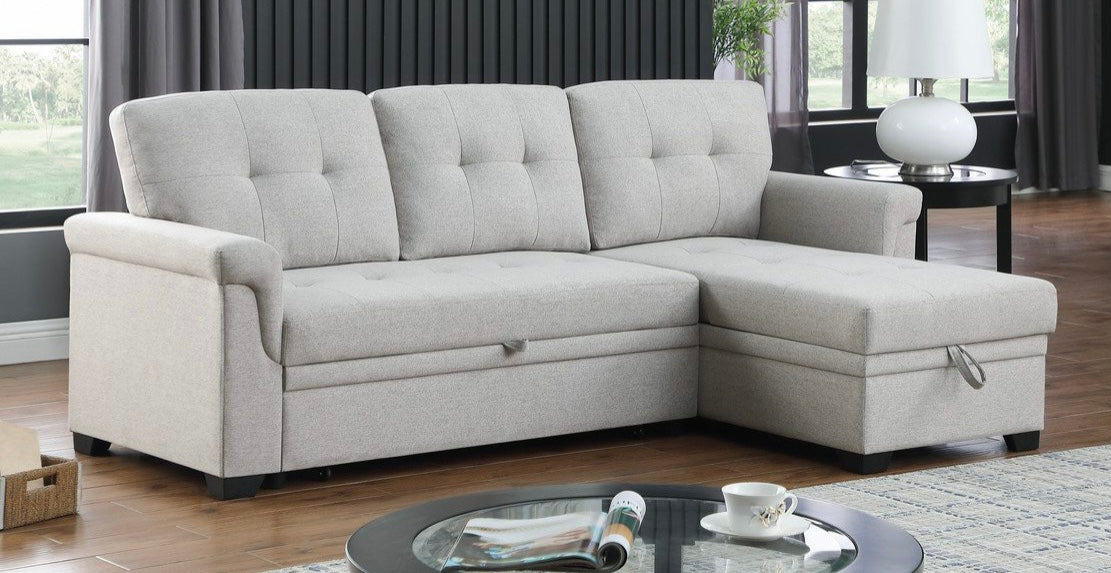 Reversible Lucca Gray Linen Sleeper Sectional 81340