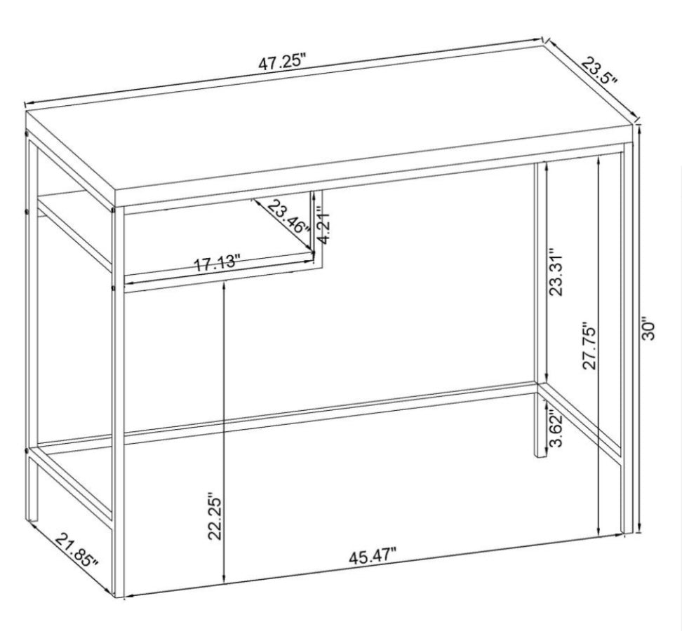 Kravitz Rectangular Writing Desk Weathered Grey and Chrome 801271