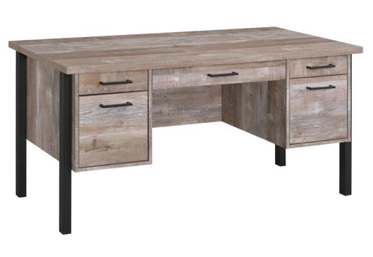 Samson 4-drawer Office Desk Weathered Oak 801950