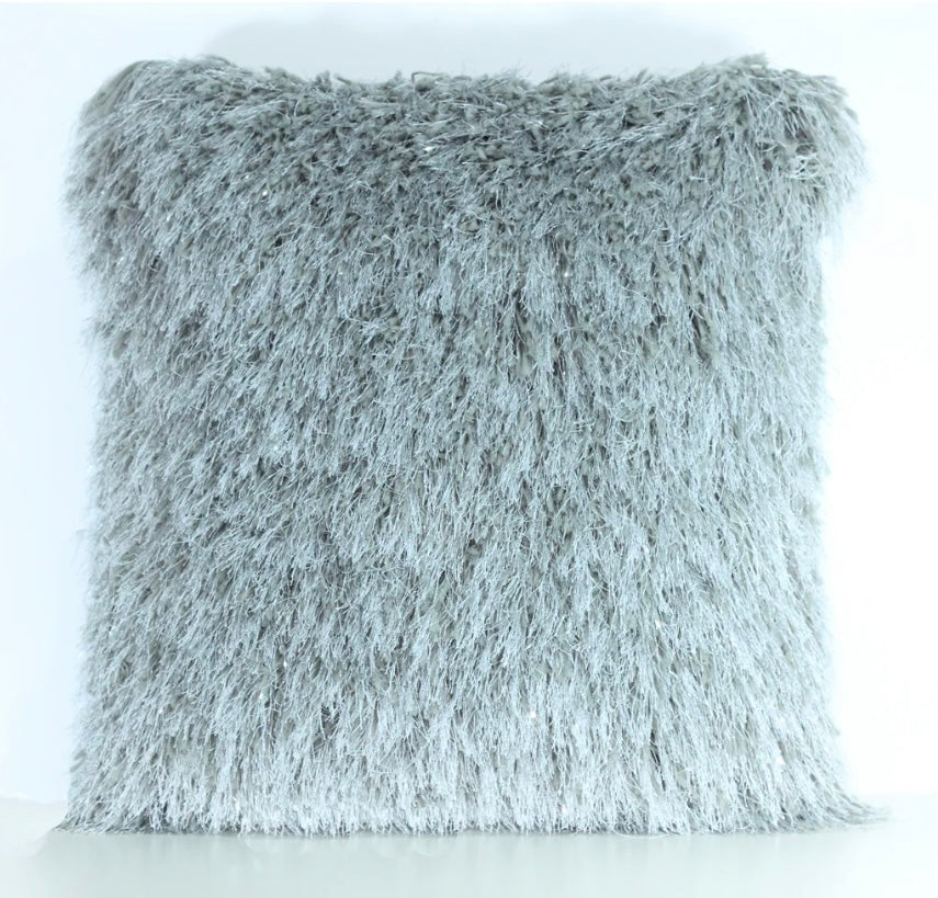 Shaggy Lurex Throw Pillow SHRS-A03 Silver