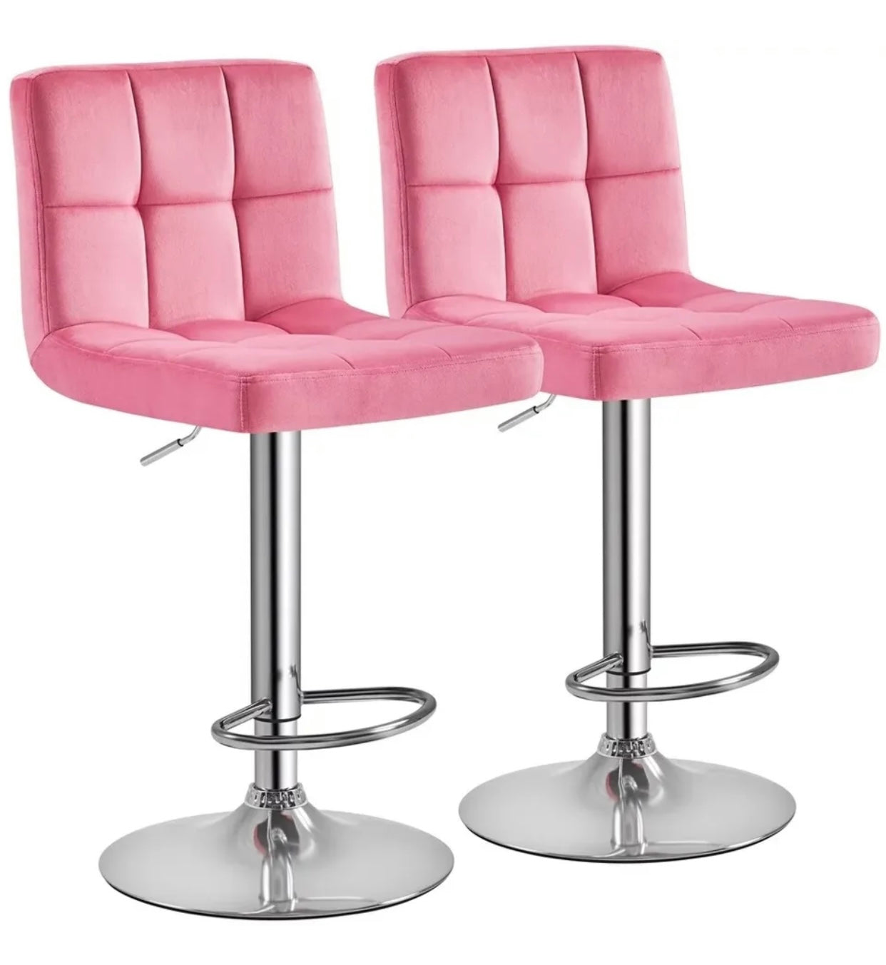 2 Velvet Pink Bar Stools