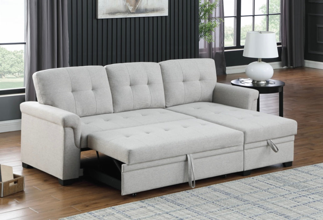 Reversible Lucca Gray Linen Sleeper Sectional 81340