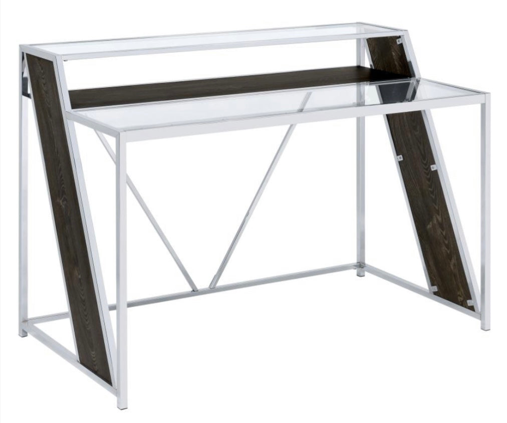 Alamosa Glass Top Writing Desk Chrome 805541