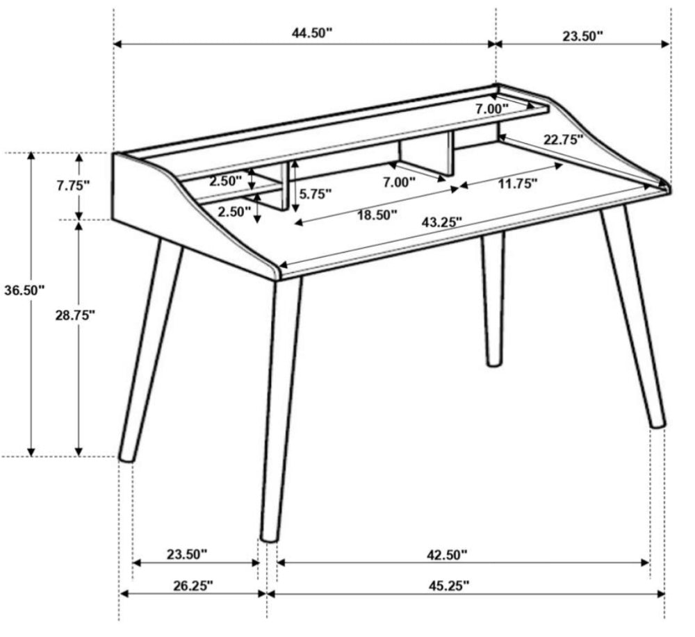 Percy 4-compartment Writing Desk Grey 804497