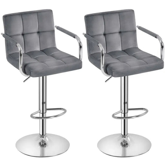 2 Velvet Gray Bar Stools