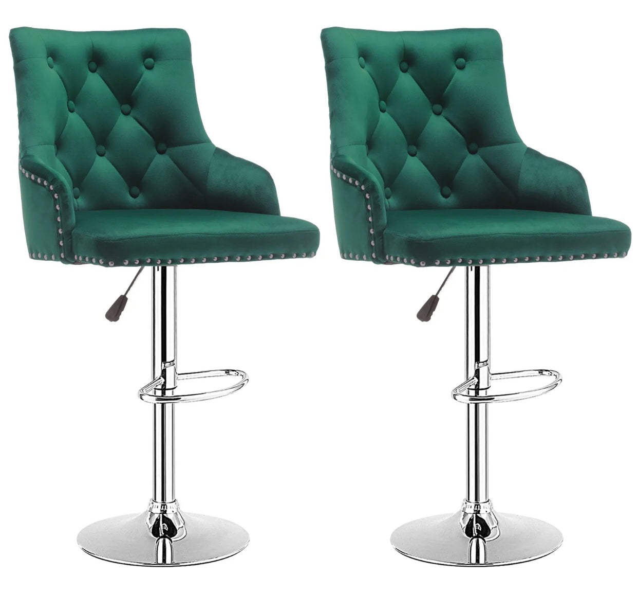 2 Velvet Green Bar Stools