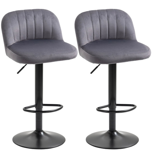 2 Velvet Gray Bar Stools