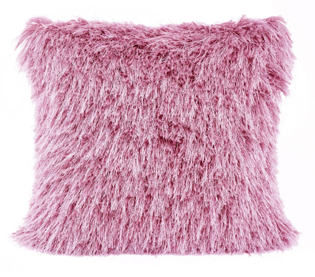 Shaggy Lurex Throw Pillow SHRS-A03 Blush