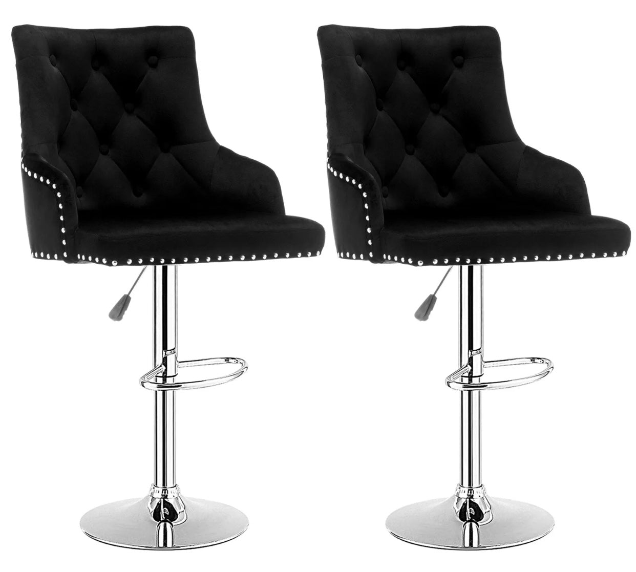 2 Velvet Black Bar Stools