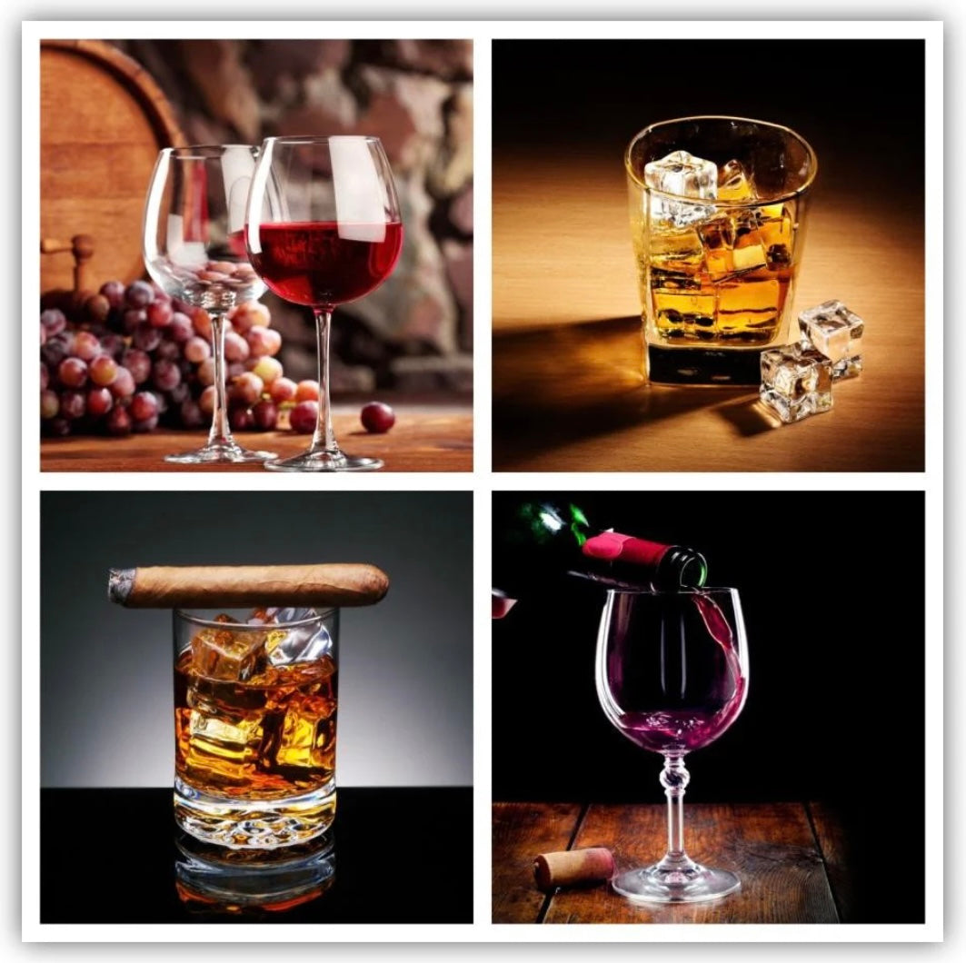 4PC Whiskey & Wine Glass Wall Art SHS1323