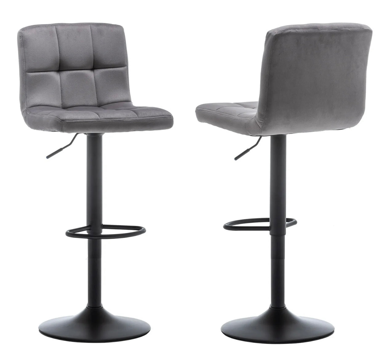 2 Velvet Gray Bar Stools