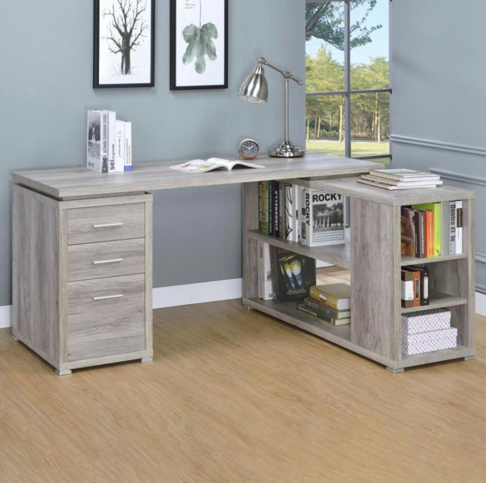 Yvette L-shape Office Desk Grey Driftwood 801516