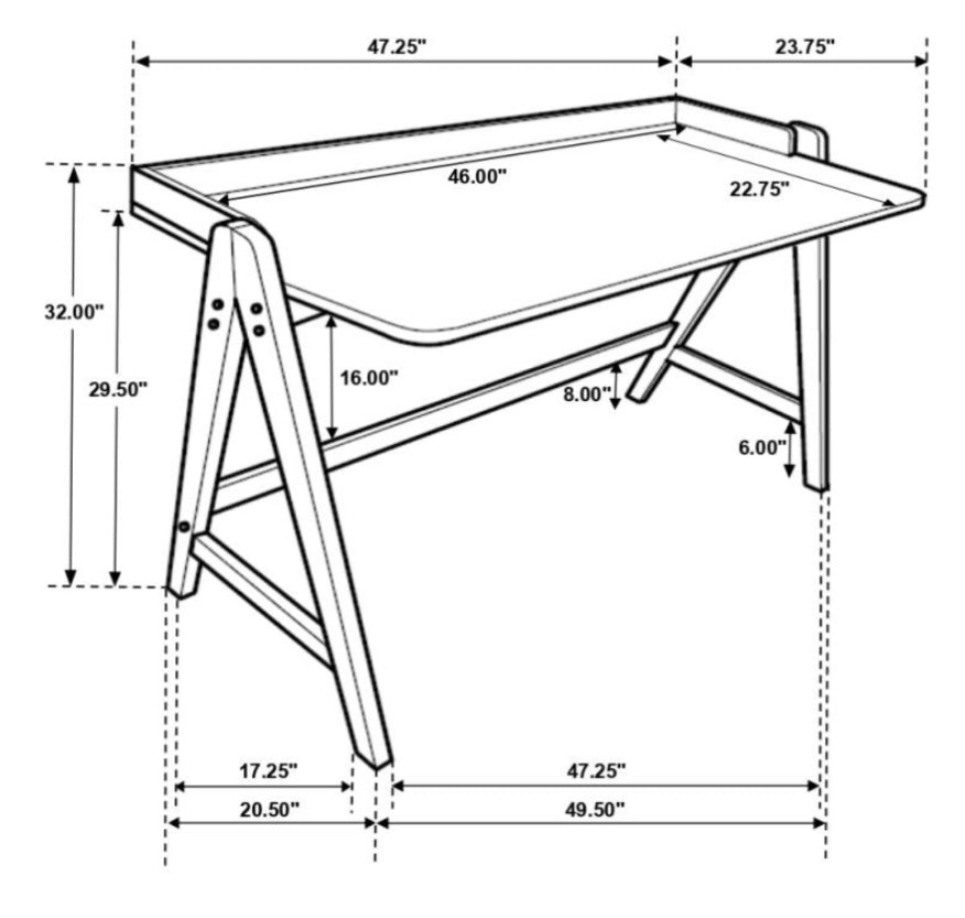 Raul Writing Desk Walnut and Black with USB ports 805926