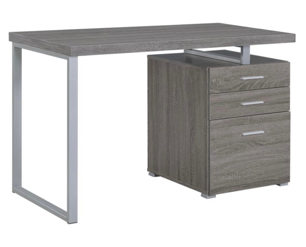 Brennan 3-drawer Office Desk Weathered Grey 800520