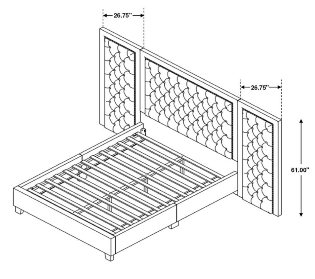 Hailey Upholstered Platform Queen Bed with Wall Panel 315925Q-SP